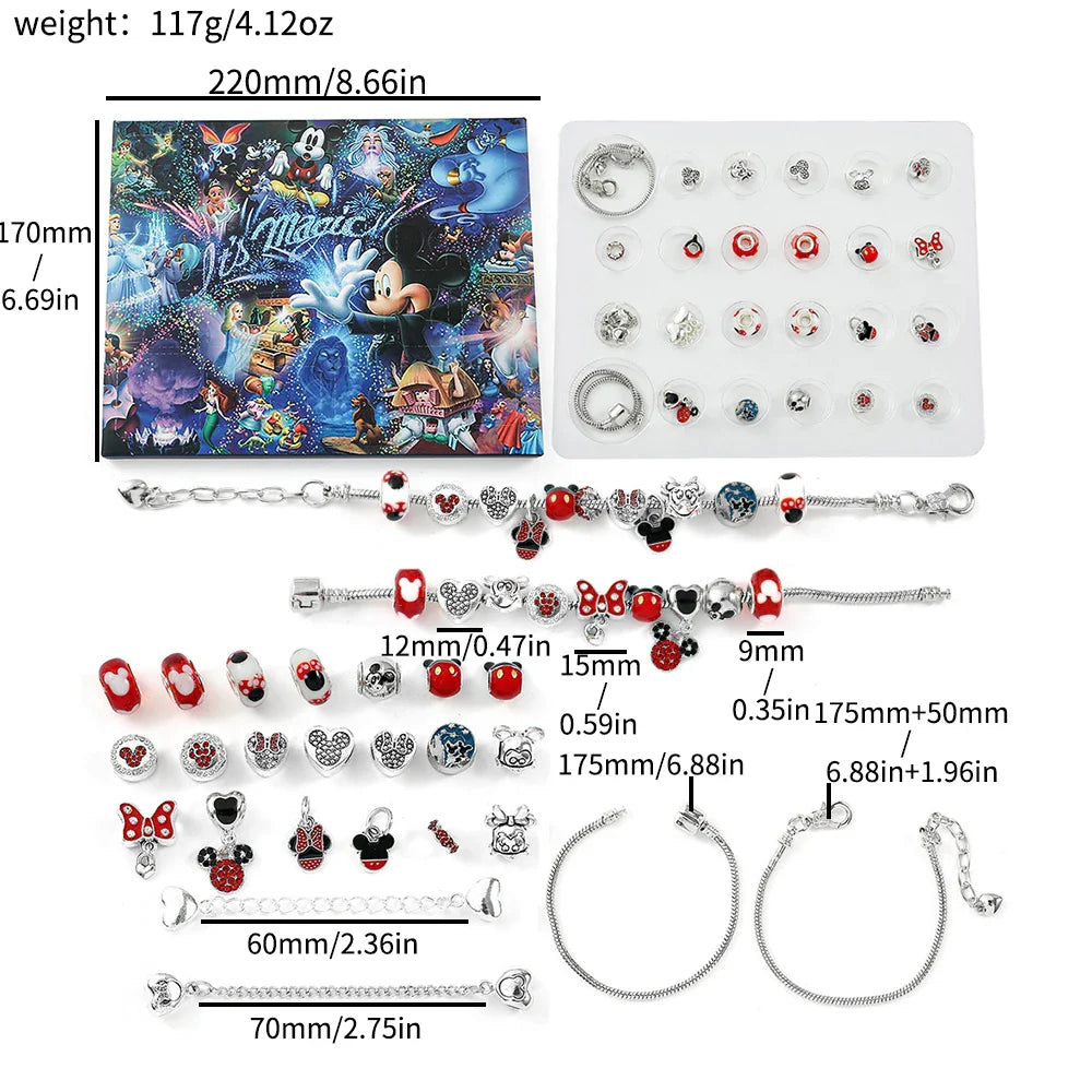 Disney Anime Mickey Mouse DIY Bracelet Fashion Charm Surprise Advent Blind Box for Friend Festival Jewelry Exquisite Gift