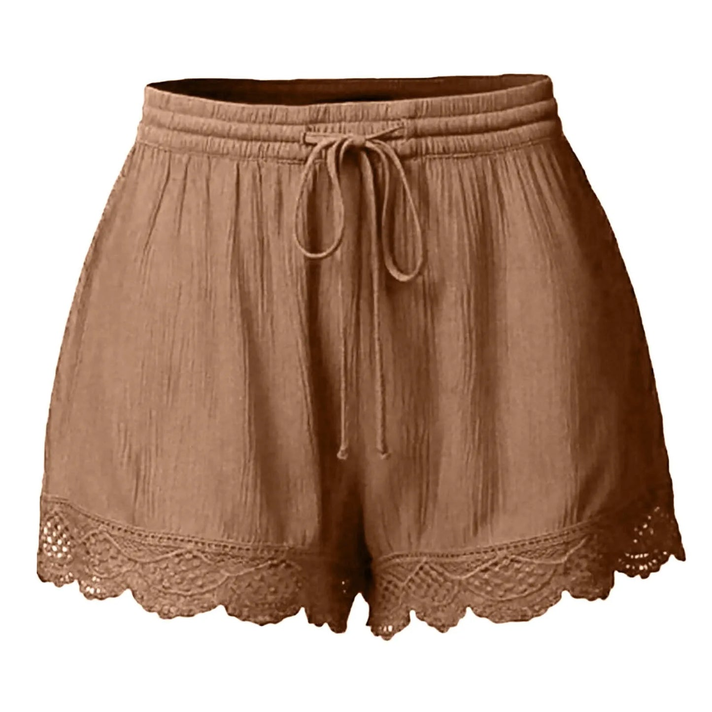 Shorts For Women Ruffle Hem Casual Shorts Plus Size Drawstring  Lace Shorts