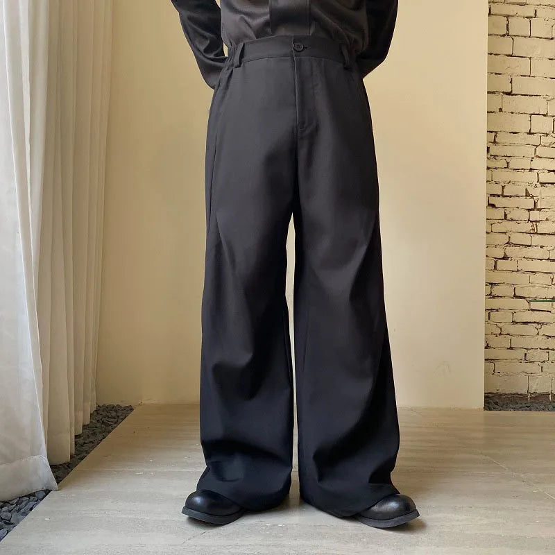 Personalized Pleated Niche Design Wide Leg Trend Versatile Korean Style Casual Pant