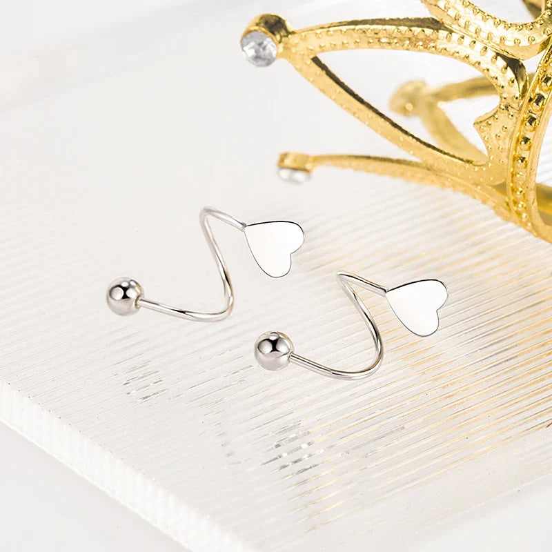 Genuine 925 Sterling Silver Fashion Jewelry New Spiral Heart Star Stud Earrings For Women XY0247