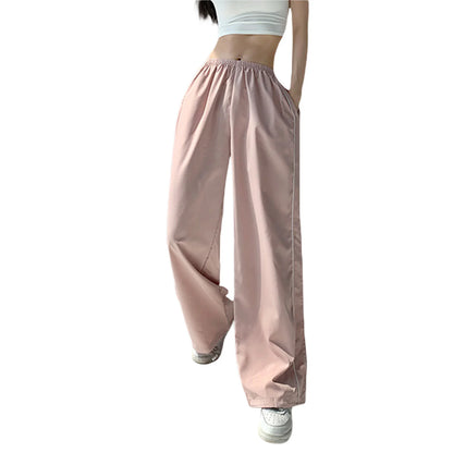 Y2K Baggy Cargo Pants for Women Drawstring Elastic Low Waist Parachute Pants