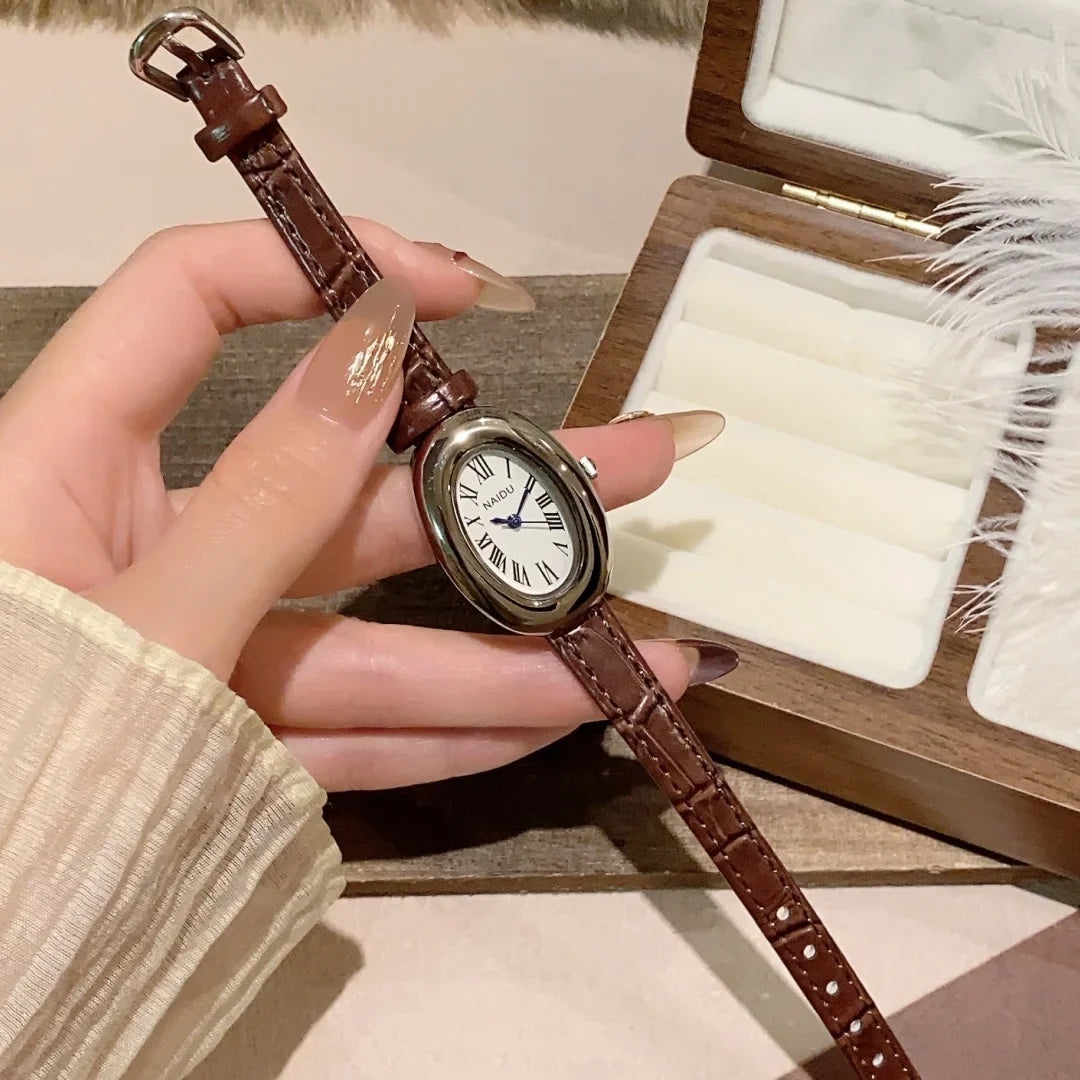 Fashion Oval Dial Women's Watch Casual Leather Band Analog Quartz Watches Female Wristwatch Dropshipping Clock Reloj De Mujer