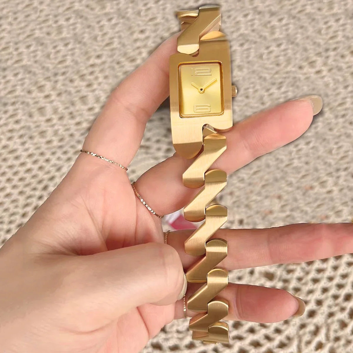 New Simple Square Arabic Digital Small Dial Steel Belt Quartz Watch