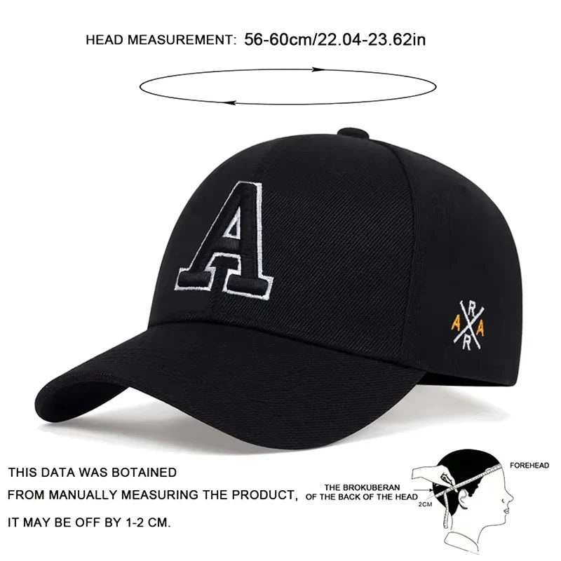 Unisex  A Letter Embroidery Baseball Cap Spring and Autumn Snapback Hat Adjustable Casual Cap Sunscreen Hat