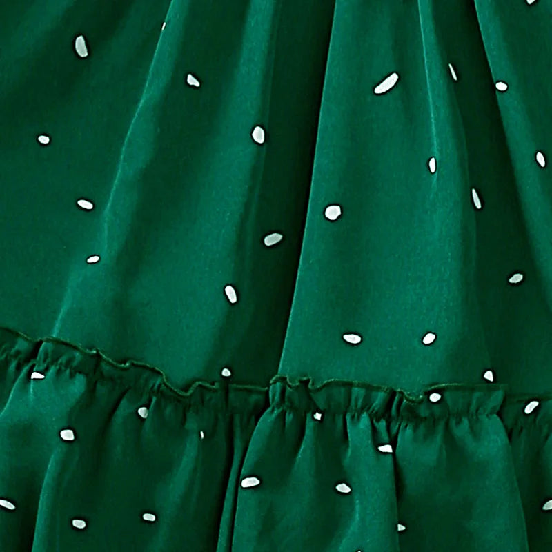 Dress Kids Girls Dark Green Cute Princess Dress 2-6 Years Short Sleeve Dress