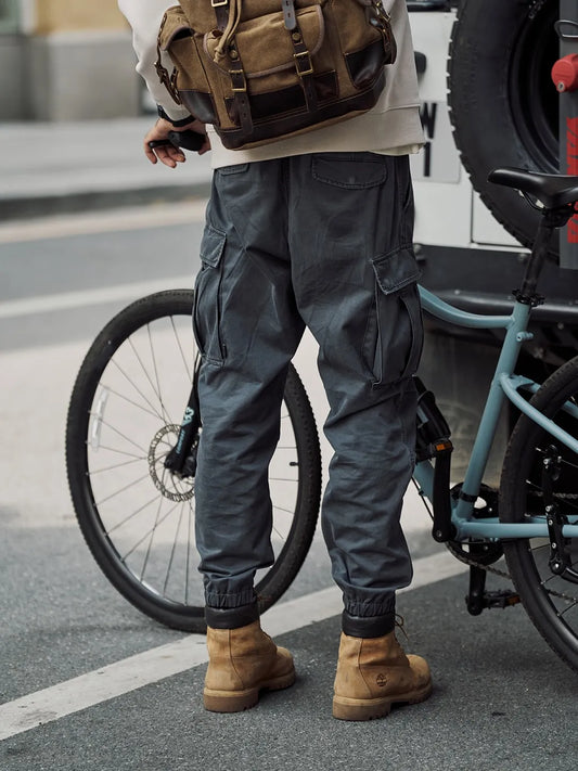 Loose Tapered Cargo Pants Men 100% Cotton Plus Size High Quality Trousers
