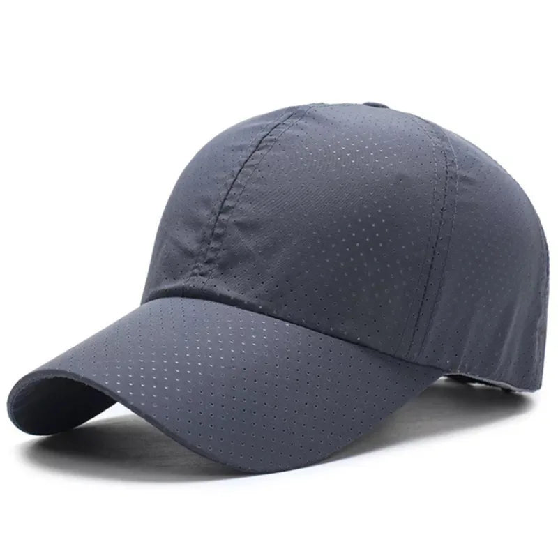 Summer Outdoor Black Sports Dry Fit Baseball Caps Breathable Mesh Hiking Hunting Cap Solid Color Adjustable Fitted Cap