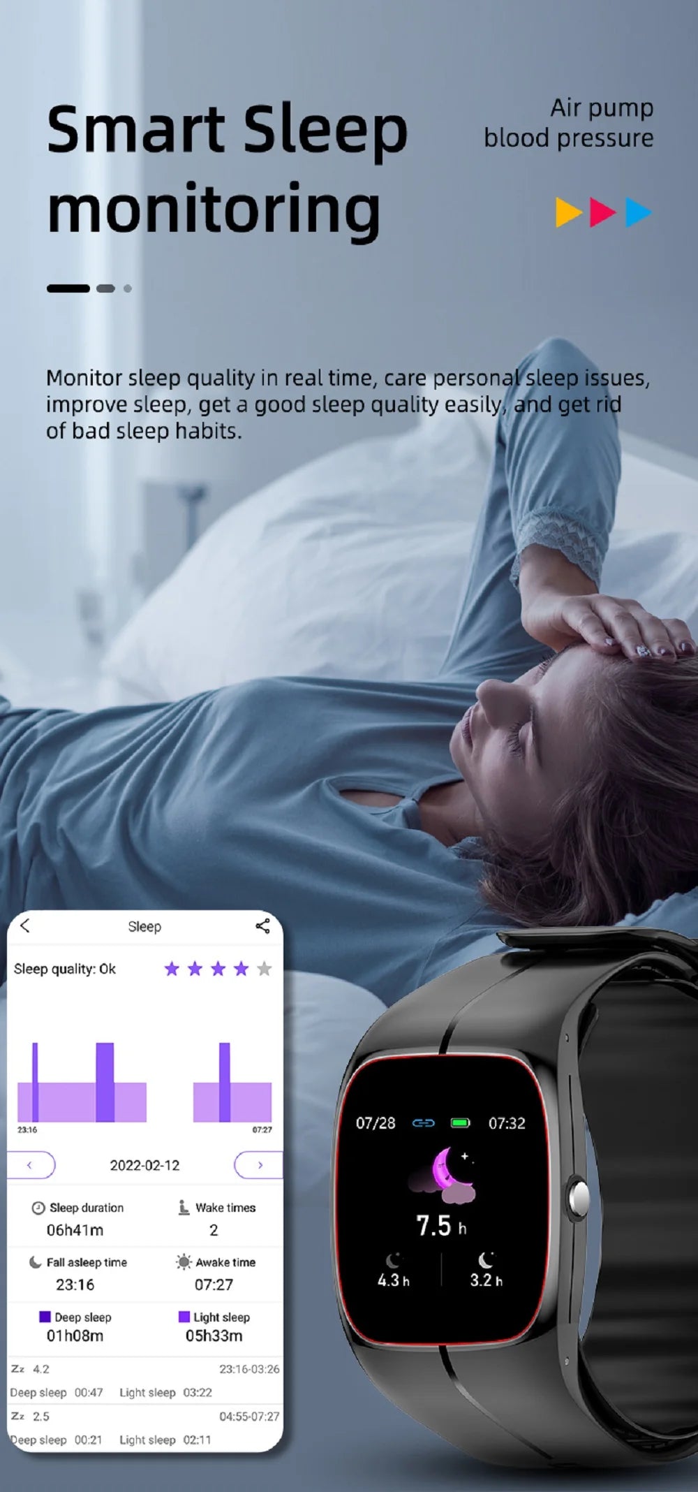 Blood Oxygen Blood Pressure Body Temperature Heart Rate Monitor Smartwatch Men Waterproof Sleep Sport Health Smart Watches Women