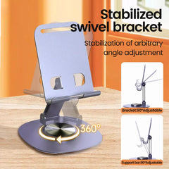 All Metal Aluminum 360 Rotation Tablet Holder Universal Bracket Folding Desktop