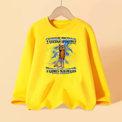 Italian Brainrot Long Sleeve T-shirt for Children Spring and Autumn Cotton Shirt for Boys Girls Cartoon Tops 3-14T