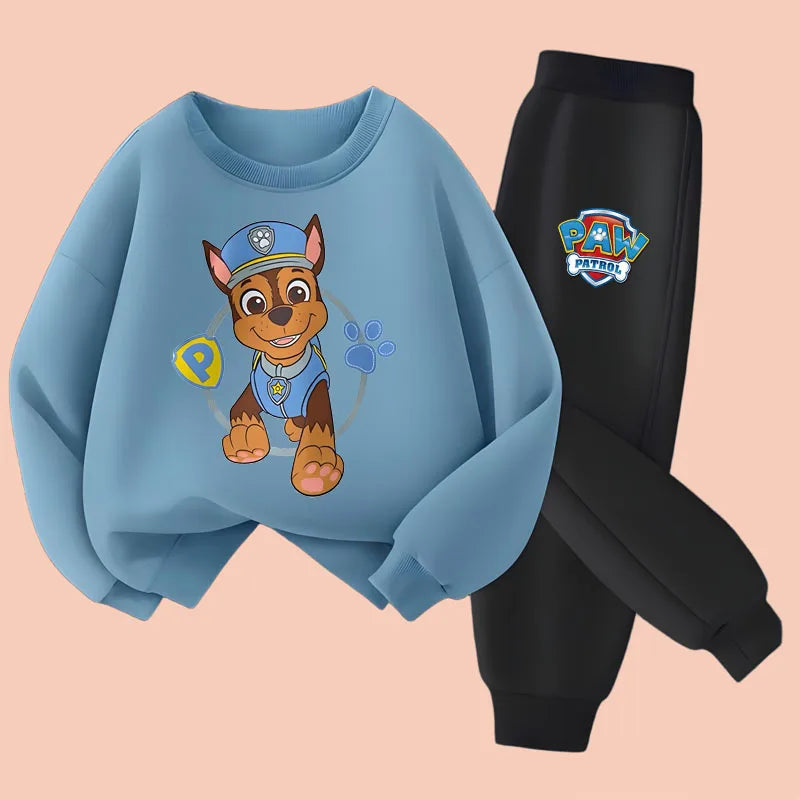 PAW Patrol Cartoon Printed Boys Hooides Sets Children's Long Sleeved Pullover Long Pant Two Piece Suit Kids Casual Sweatsuit