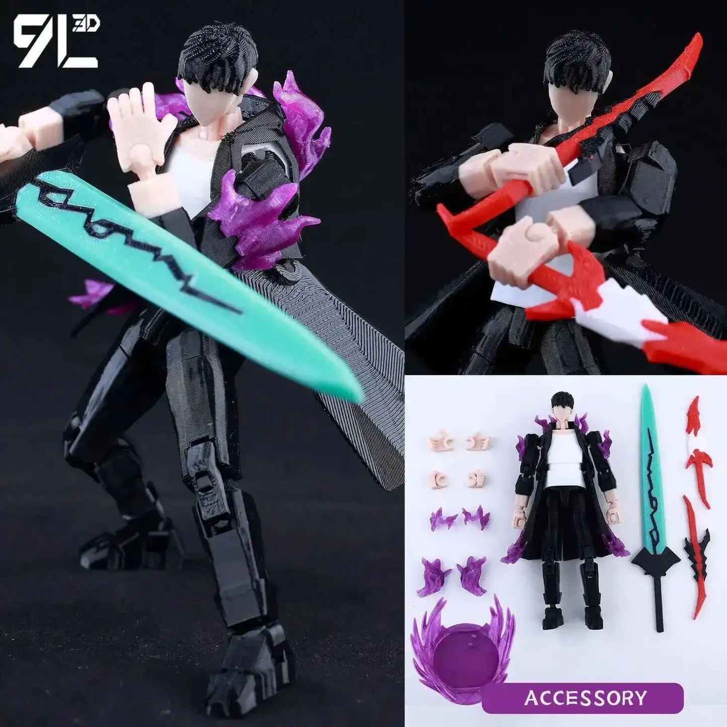 9L3D Printed Demon Slayer AKAZA Tanjiro Kamado Lucky Dummy 13 Movable Shapeshift Action Figures Mannequin Toys for Anime Fans