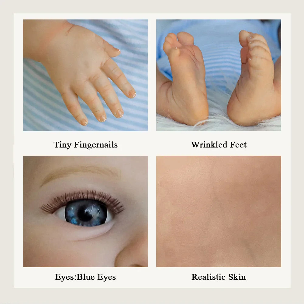 45cm Lifelike Baby Dolls Alive Reborn Babies Like Real Silicone Vinyl Full Body Boy Realistic Newborn Rooted Hair Doll Gifts