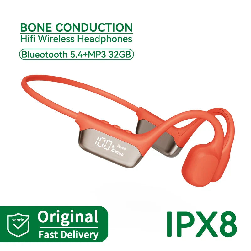 S10 Bluetooth 5.4 True Bone Conduction Headphone HIFI Music Headset 32GB MP3 Player LED Digital Display IPX8 Waterproof For Swim
