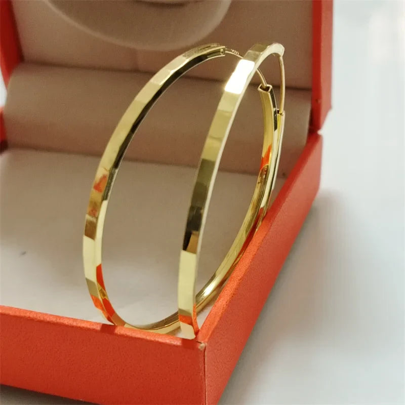 Senlissi - New Fashion 18K Gold Plated Hoop Earrings For Women 925 Sterling Silver Earring Cерьги Kольца Jewelry Girlfriend Gift