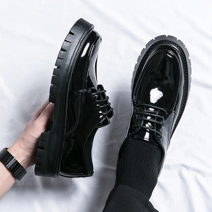 Men Formal Black Lace-up Shoes With Black Sole