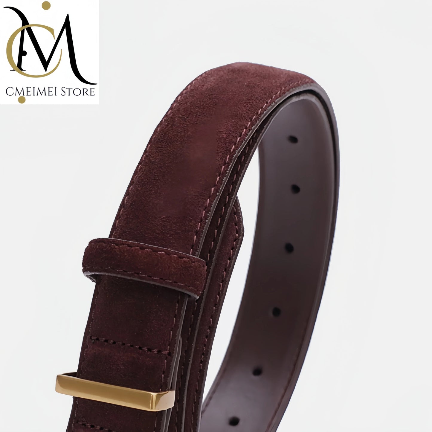 Trendy Cowhide Suede Belt for Women Casual Jeans Dress, Genuine Leather Belts with Square Alloy Buckle Waistband
