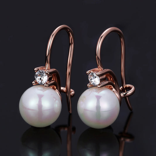 Pearl Dangle Earrings Embellished with Swarovski Crystals Exquisite Fashionable Drop Earrings Imitation Freshwater Pearl Jewelry