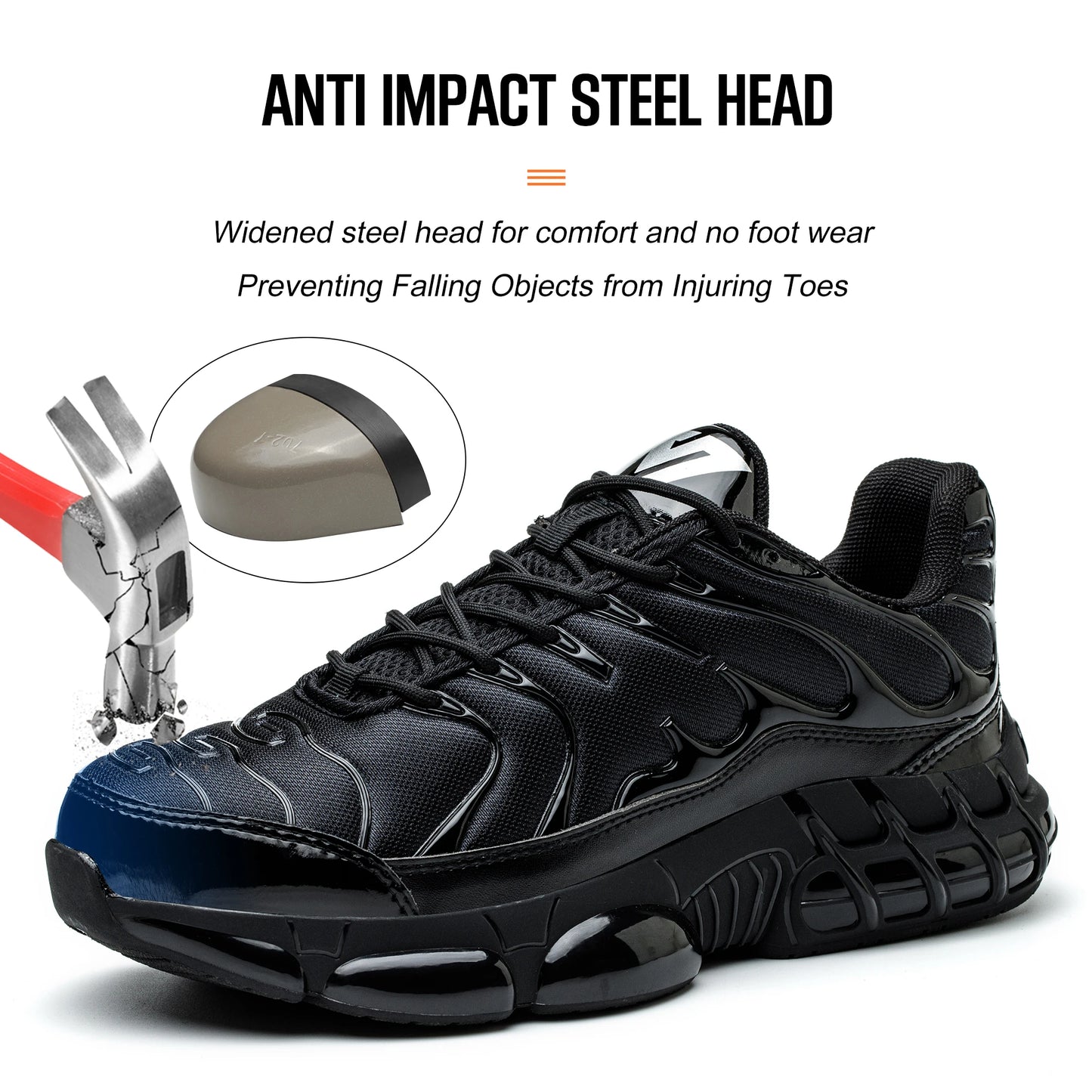 Steel Toe Work Shoes Men Women Breathable Construction Shoes Safety Shoes Air Cushion Work Safety Sneakers Anti-Smash Work Boots