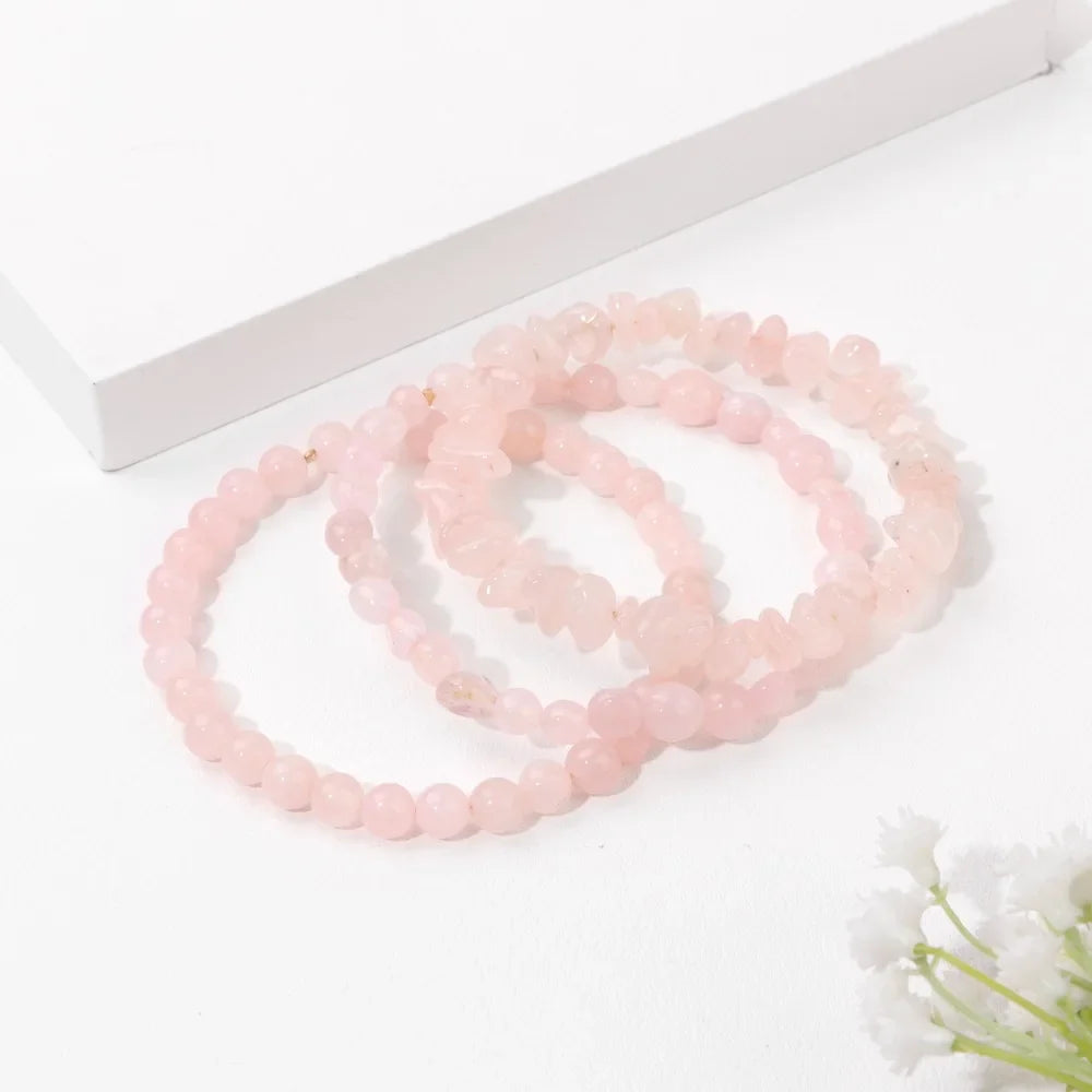 3Pcs/Set Natural Stone Bracelets Tiger Eye Lapis Lazuli Rose Quartzs Bracelet Round Irregular Beads Bracelet for Women Men