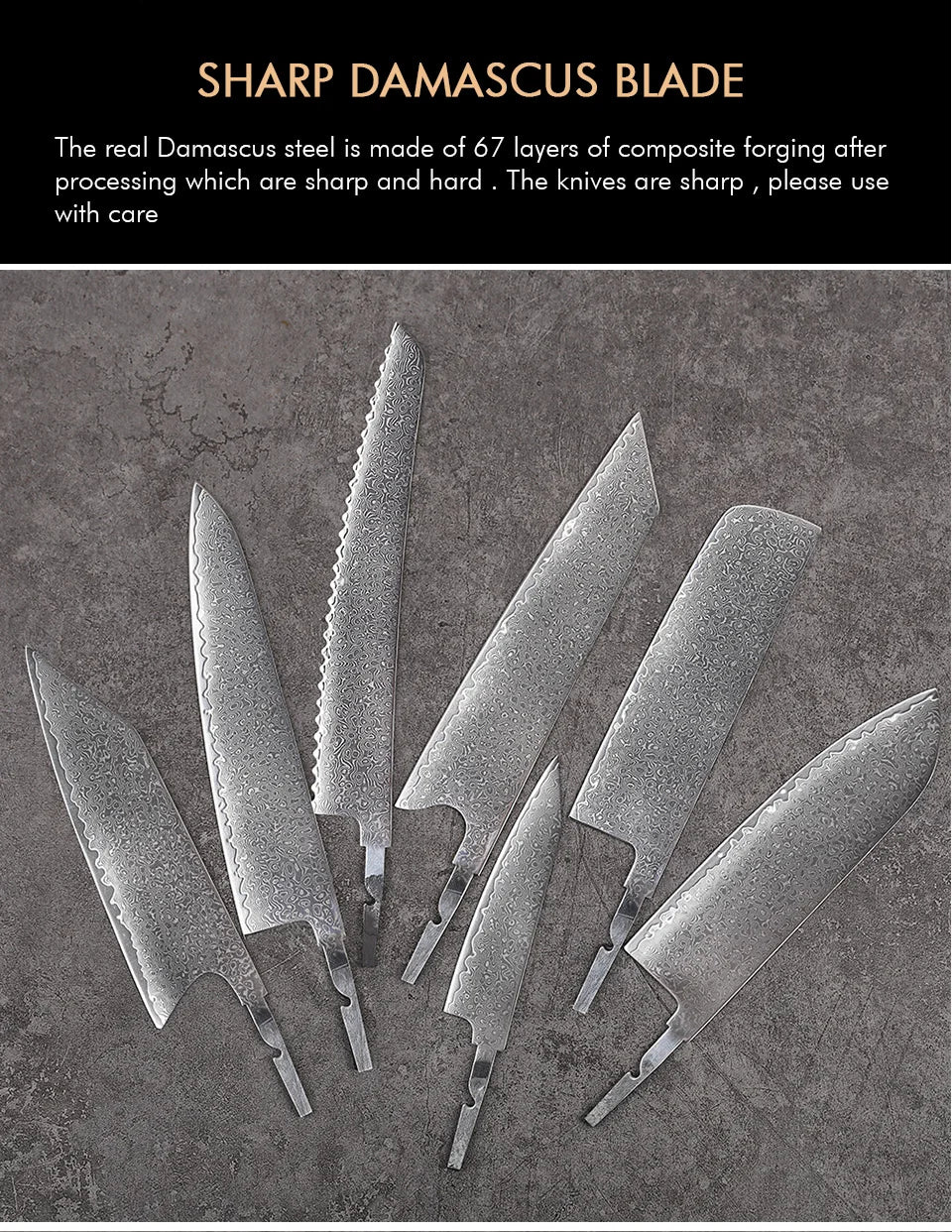 Damascus Steel Full Tang Knife Blade Kitchen Chef Knife Blades Blank DIY Handmade