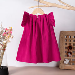 Girl Korean Casual Dresses 0-5Y Summer Infant Girls Solid Dress Cute and Sweet