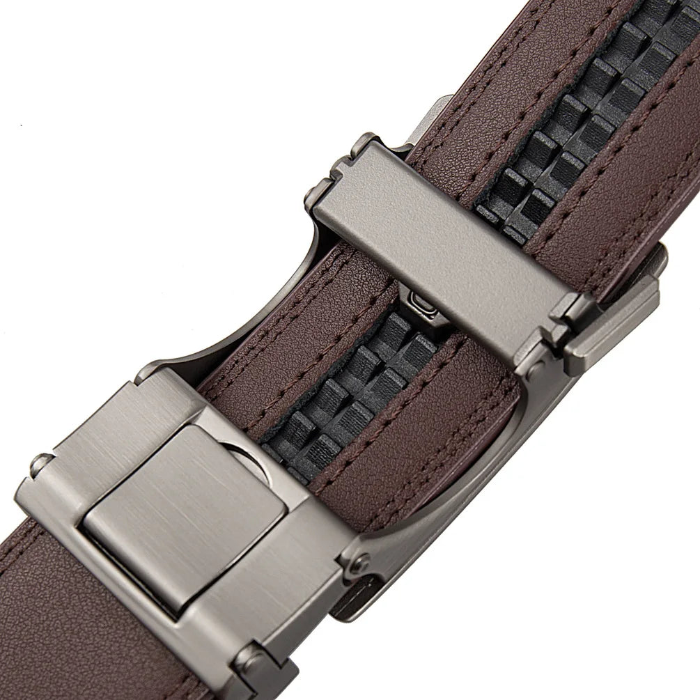 Men's Automatic Belt Adjustable Ratchet Belt for Men Brown/Black High-Quality Genuine Leather Belt Business Casual Belt for Men