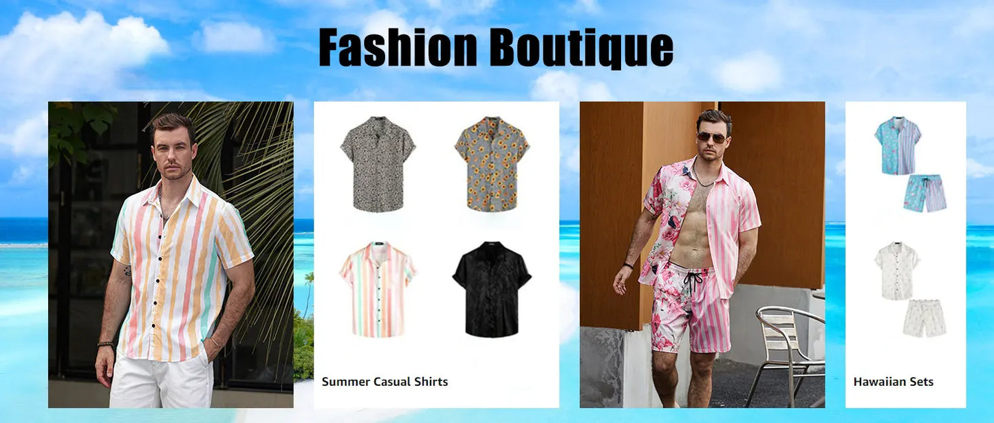 2024 New Men's Summer Holiday Suit Retro Textured Printed Border Shirt Short Sleeve Shorts Two Piece Men's Breathable Pool Suit