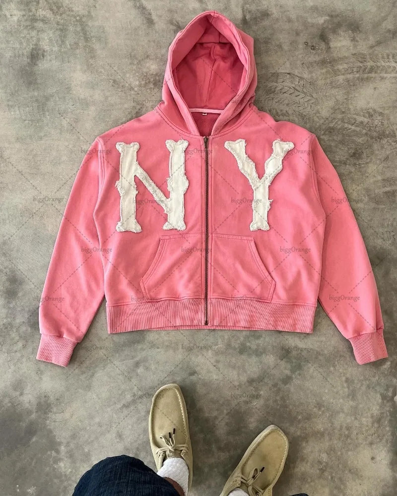 Y2k Harajuku Retro Trendy Brand Letter Embroidery Oversized Sweatshirt Women