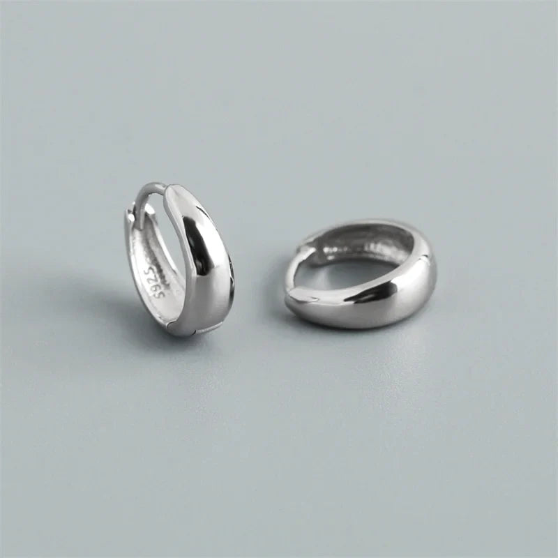 WANTME 925 Sterling Silver Simple Statement Matte Large Huggies Hoop Earrings for Men Women Fine Gothic Punk Charms S925 Jewelry