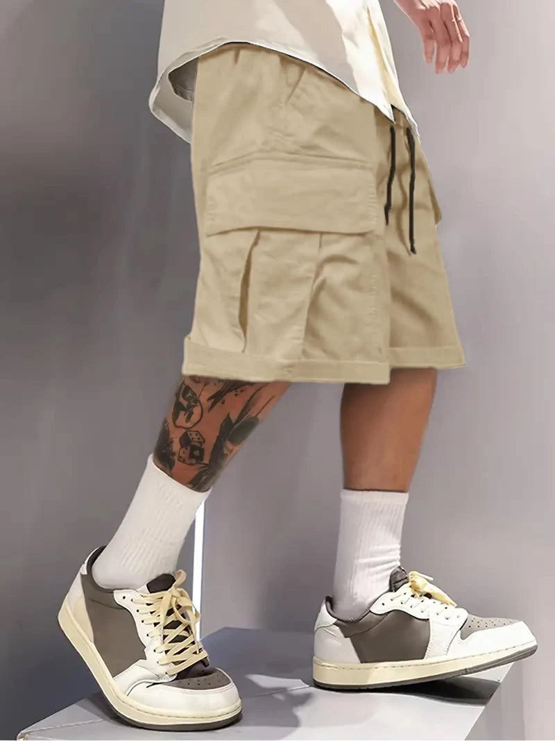 Summer Men's Cargo Shorts, Casual, Versatile and Fashionable, Three Colors Available, Multi-Pocket Design, Suitable for Casual Outings