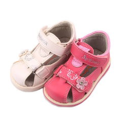 Vintange Solid Girl's Sandals Closed Toe Sandals for Girl Kids Baby Flat Girls Sandals