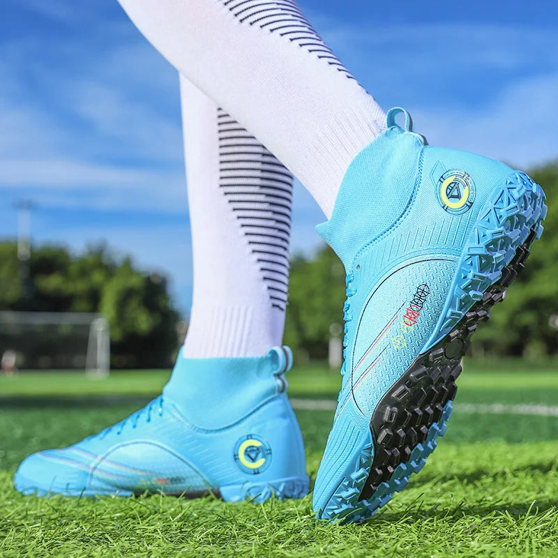 Professional Unisex Soccer Shoes Long Spikes TF Ankle Football Boots