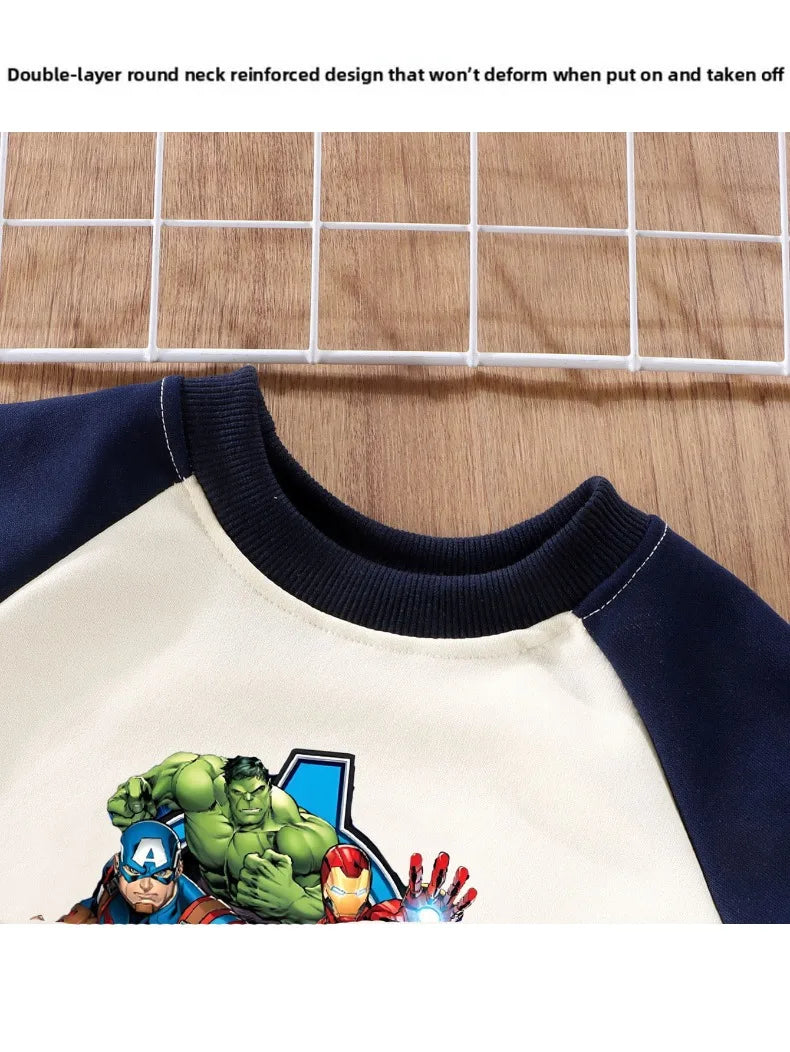 Marvel Cartoon Print Children Clothes Sets Spring/autumn Boys Sweatshirt Set Kids O Neck Hoodies Pants Two Piece Kids Tracksuit