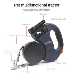 Double dog Leash Light retractable roulette double end leash Portable rotating pet leash