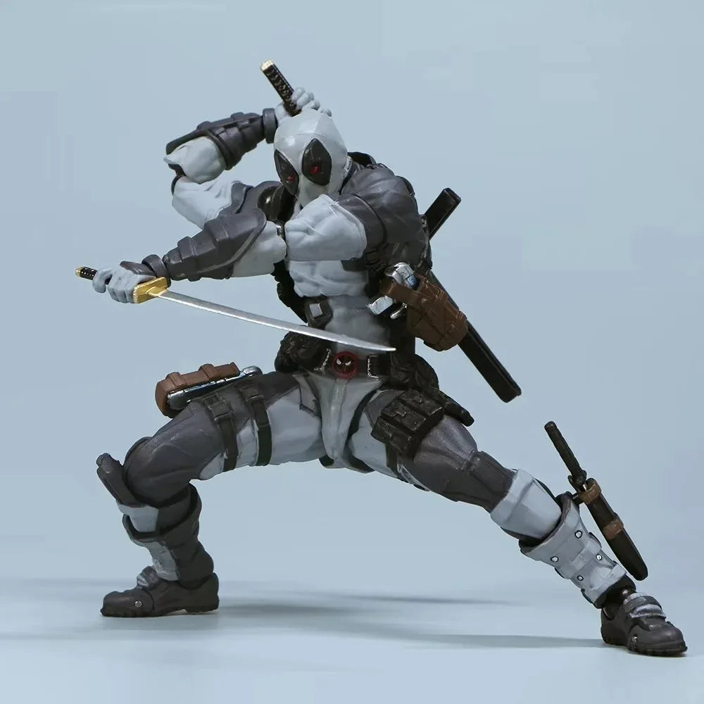 AMAZING YAMAGUCHI Deadpool & Wolverine 2.0 Grey Action Figure Mutants Joint Movable KAIYODO Wade Model Movie Toys for Kids Gift