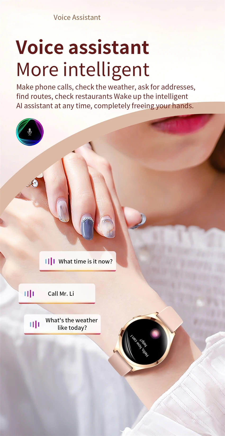 1.27inch AMOLED Women's Smart Watch Custom Watch Face Smartwatch Ladies Heart Rate Monitoring Bluetooth Call Waterproof Bracelet