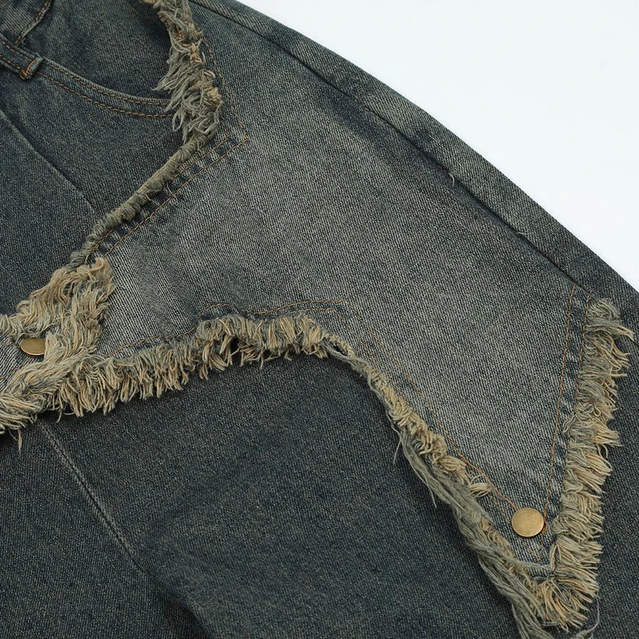 Vintage Baggy Jeans Star Patchwork Loose Straight Denim Pants