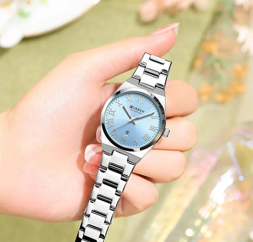 CURREN Luxury Women Watches Fashion Casual FemaleLadies Stainless Steel Quartz Wristwatches Life Waterproof Girlfriend Gift