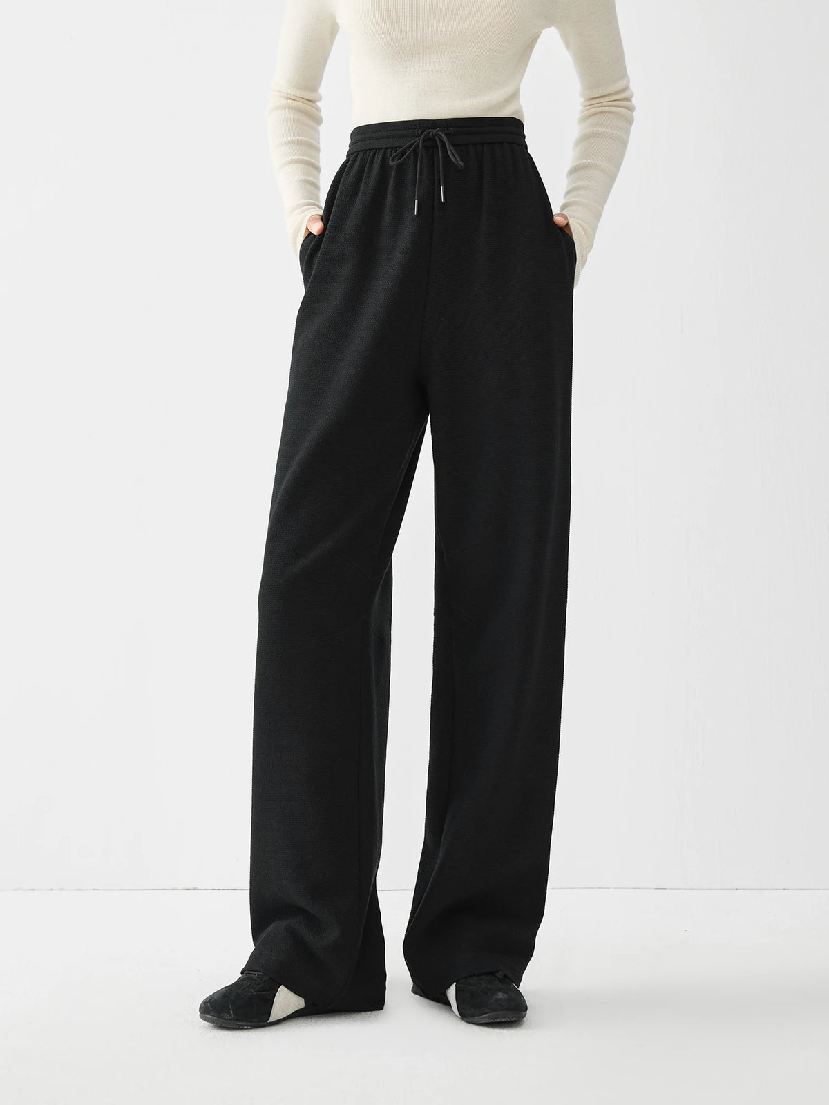 Women Casual Long Sweatpants Winter Thicken Black Commuter Pant