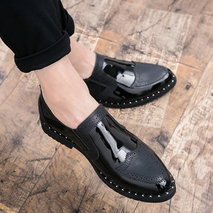 Business Loafers Men Casual Shoes Formal Office Shoes Men Patent Leather Moccasins Luxury Fashion Designer Slip On Driving Shoes
