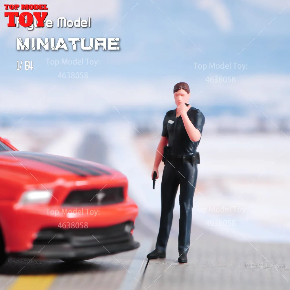 Painted Miniatures 1/64 Scale Beauty Handsome Boy Policeman Girls Male Female Scene Figure Model For Car Vehicles Decorate