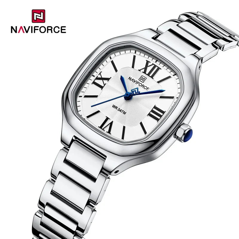 NAVIFORCE Brand High Quality Women Quartz Watch Stainless Steel Strap Casual Elegant Waterproof Wristwatch Relogio Feminino 2024