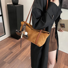 Women Shoulder Bag with Inner Pocket Flap Underarm Bag Solid Retro