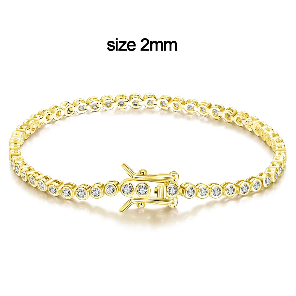 KNOBSPIN D VVS1 Round Moissanite Tennis Bracelet Original s925 Sterling Silver Plated 18k Gold with GRA Bracelets for Women Man