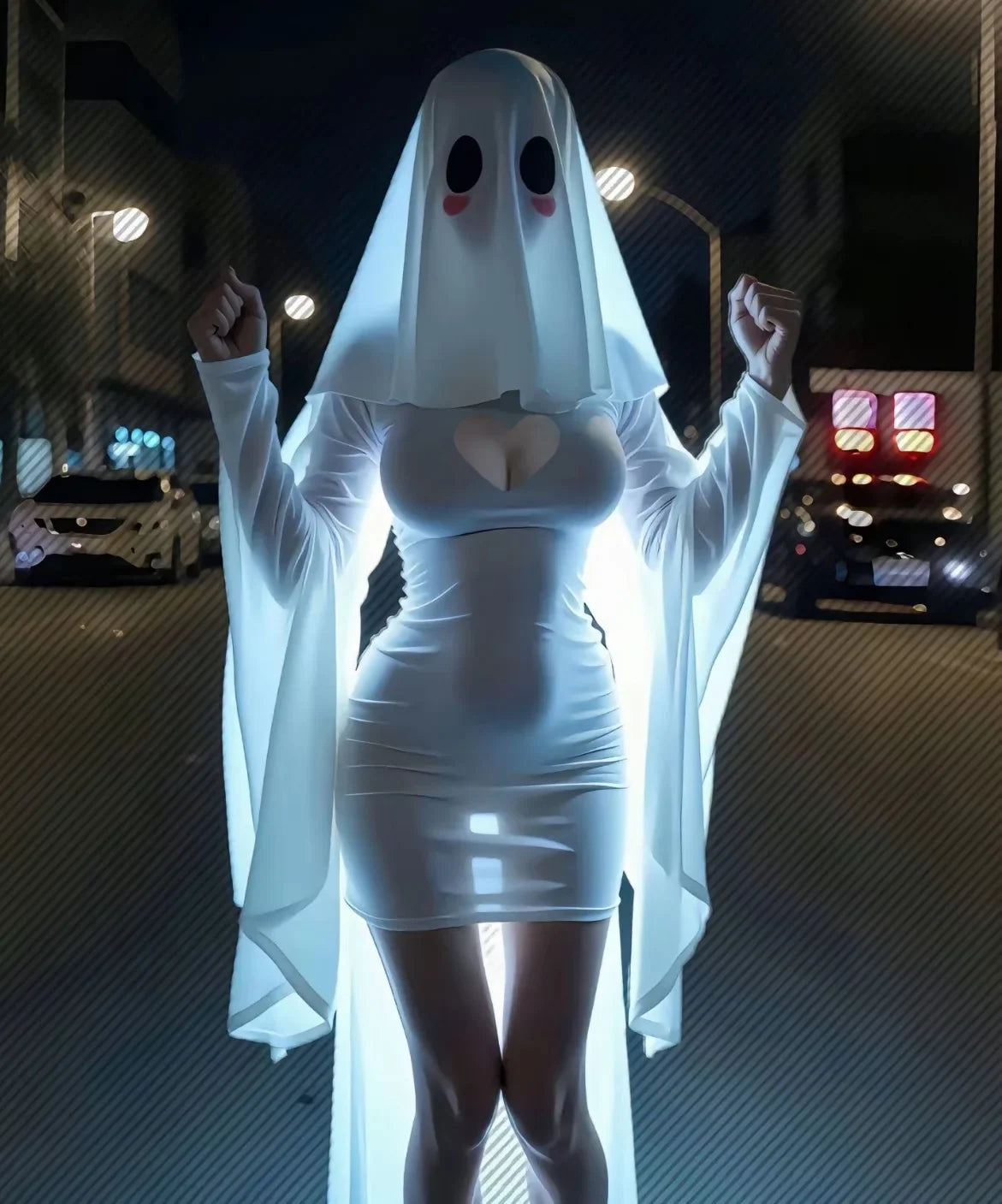 Pure Desire Hollow Ghost Dress Halloween Uniform Temptation Dress Backless Deep V Long Sleevess Dress Elegant Charming  5DZW