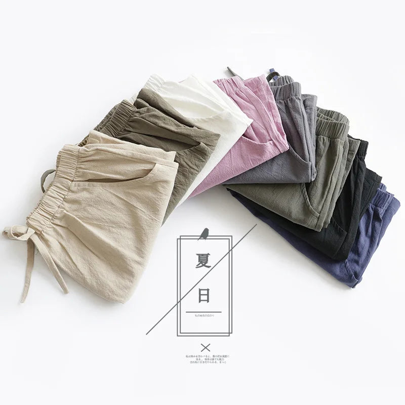 Summer Women Cotton Linen Shorts High Waist Shorts Short Pants Women Fashion Casual Sports Shorts Female S-3XL