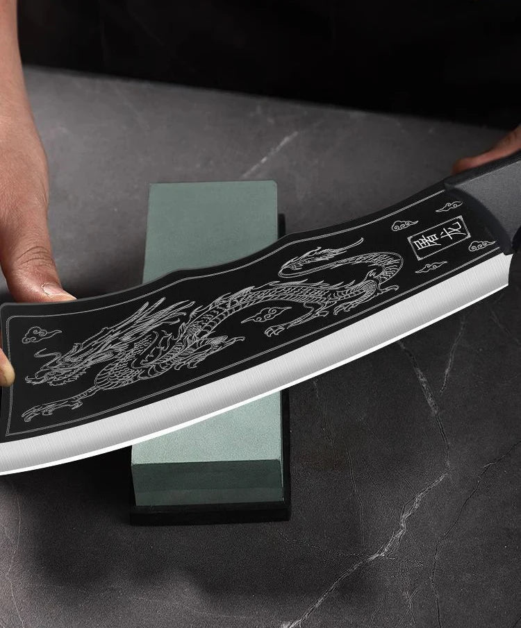 Dragon Pattern Forged Bone Chopping Knife Stainless Steel Meat Cleaver Sharp Knife