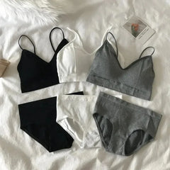 Women's Sports Bra Set Underwear Bra Korean Style Push Up No Steel Ring Bra