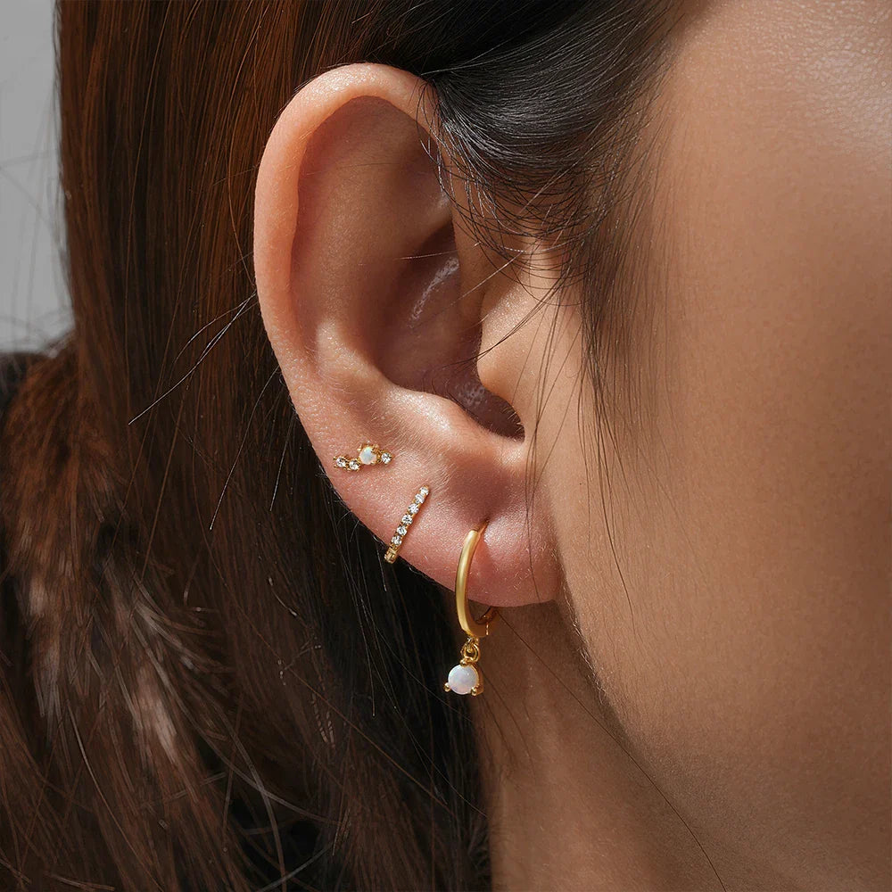 ROXI 925 Sterling Silver 3PCS DIY Hoop Earring With Piercing Stud Earring Set Women Men Party Wedding Jewelry Set pendientes 925
